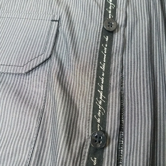 Rare Edun Gray White Button Up Shirt Bono XXL - Picture 5 of 8